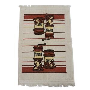 Vintage 1980s Cannon Salt and Pepper Kitchen Towel NOS Fringed Retro MCM USA